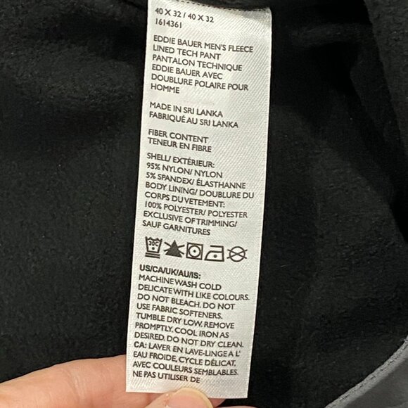 Eddie Bauer Fleece Lined Tech Pants Mens 40 x 32 Gray Water Repellent Insulated - Picture 15 of 15